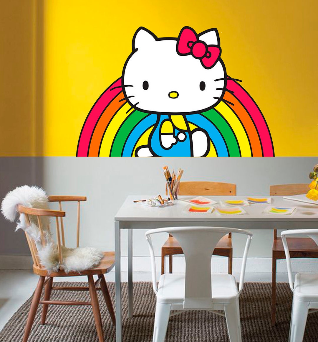 Rainbow Kitty Decal, Rainbow Kitty Sticker, Rainbow Kitty Wall Decor - Etsy