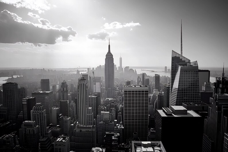Black and White New York City Skyline Wallpaper – Modern Office Wall ...