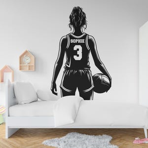 Large Custom Name Basketball Girl wall decal Sport Wall Decal Kids Decal Personalized Gifts wall Vinyl Wall Sticker Boy Room 544RS
