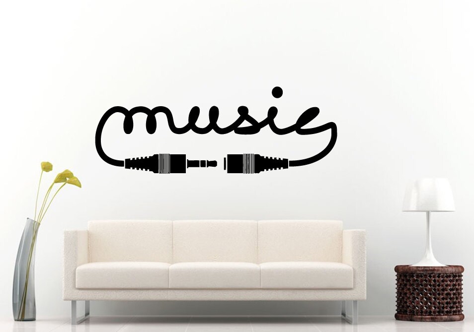 Audio Cable Music Aux Cord Notes Wall Decal Vinyl Sticker - Etsy
