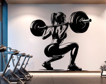 Gym Wall Decal Girl Power fitness Quote Decor Workout Art Vinyl Gym Wall Stickers Bedroom Gym Workout Girl Motivation Crossfit 411RS