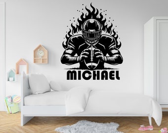 Large Custom Name American Football wall decal Sport Wall Decal Kids Decal Personalized Gifts wall Vinyl Wall Sticker Boy Room 248RS