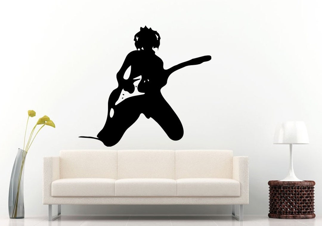 Electric Rocker Graphics Man Rocker Rocking Out With Electric Guitar With Headphones on Rock ...