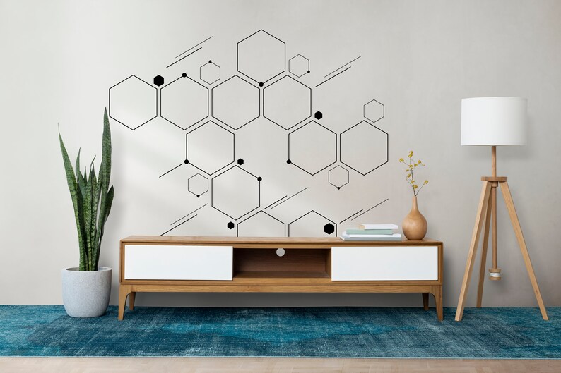 Honeycomb Wall Decals, Hexagon Decals, Geometric Wall Art, Wall Decor ...