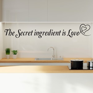 Die geheime Zutat ist Liebe Kitchen Wall Art Decor Küche Dekoration Vinyl Wall Lettering Wandtattoo Esszimmer Wand Decor 208LU