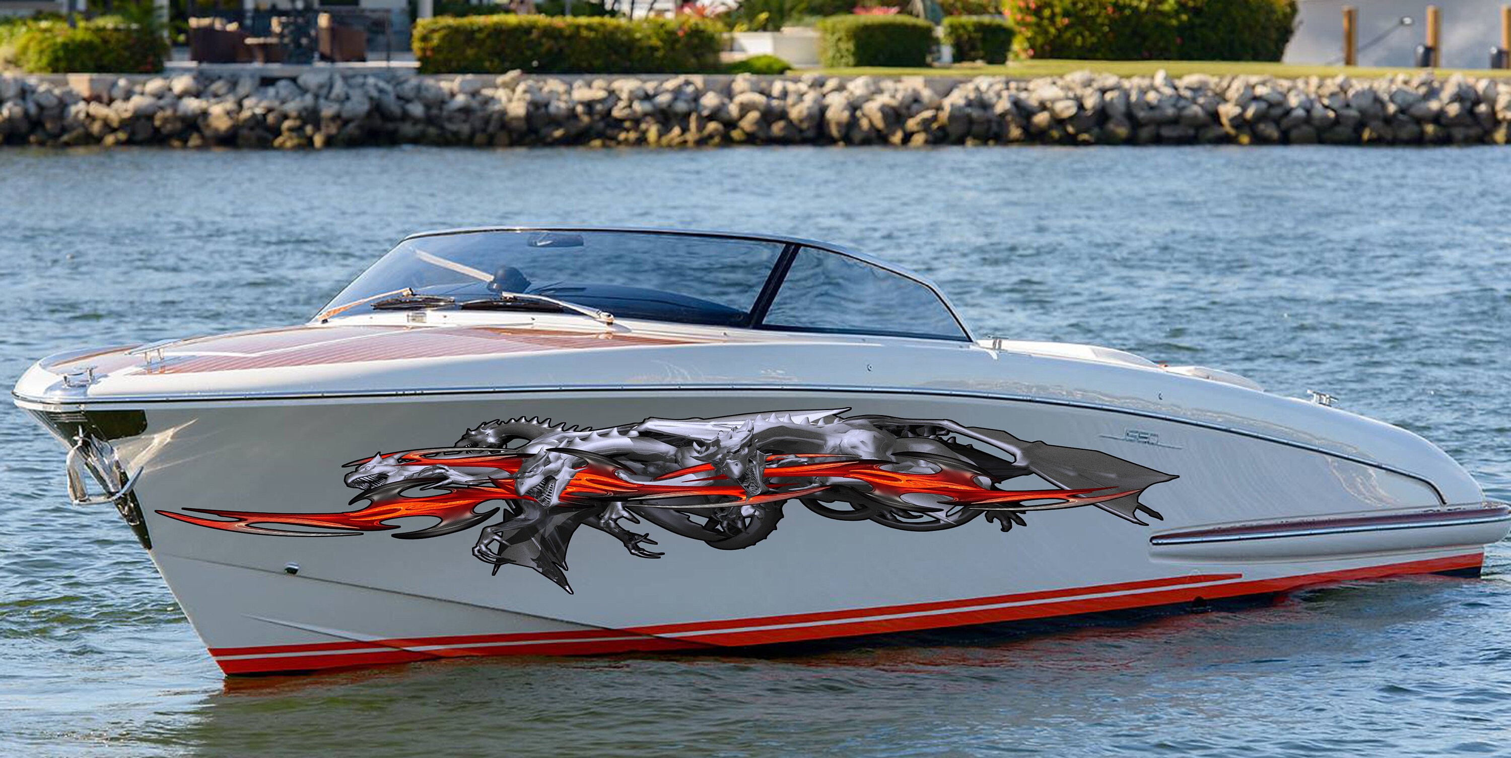 Lizard Rowing A Boat 3D Dragons Boat Graphics, Lizard Full Color Speed Boat Vinyl Design ...