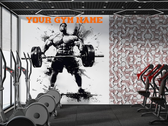 Autocollant Mural Vinyl Gym Bodybuilding - Citation Motivante, Noir, Amovible