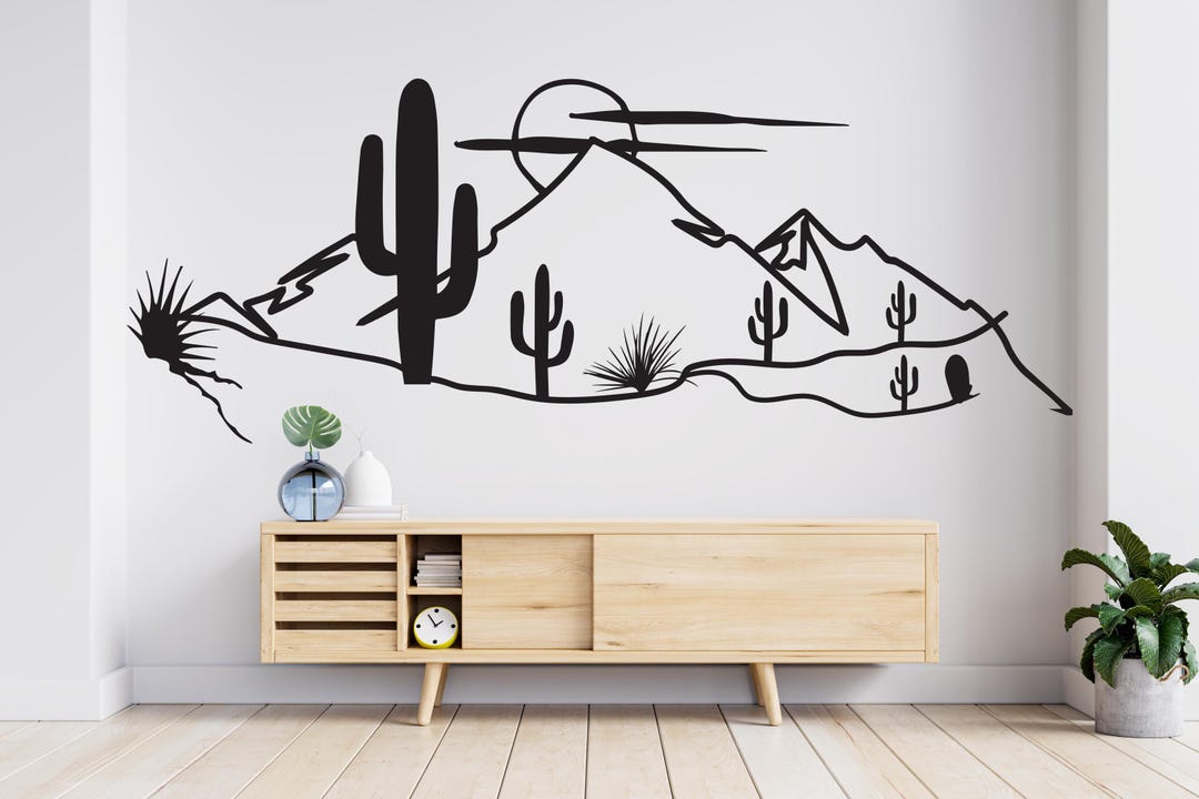 Desert Wall Decal Cactus Wall Decal Desert Stickers Nature Decal Art ...