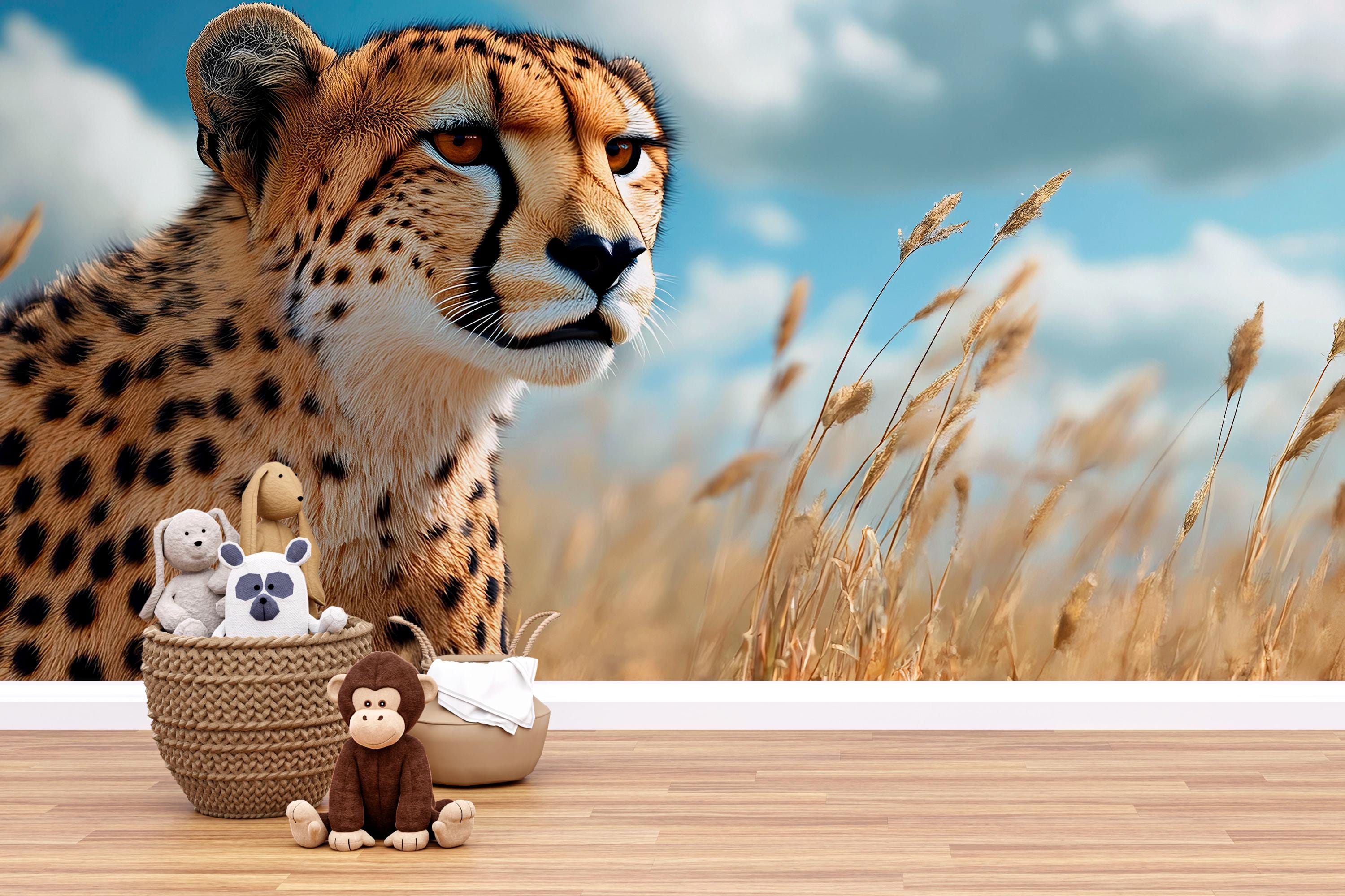 Lifelike Cheetah Wall Decal - 3D Safari Animal Wall Sticker For Kids Room, Nursery, Classroom Decor - View #2