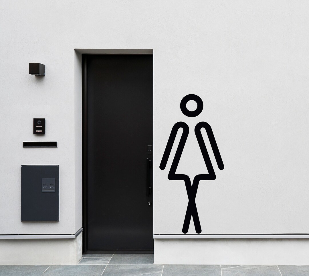 Bathroom Sign Decal, Bar Restaurant Toilett Door Decal, Bathroom Door