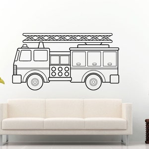 Fire Department Rescue Firetruck Truck Kids Baby Nursery Children Wall Decal Vinyl Sticker Mural Room Decor L820