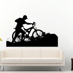Bicycle Rider On A Mountain Bike Bicycle Sport Wall Decal Vinyl Sticker Mural Room Decor L1018