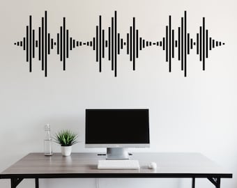 Väggdekor med ljudvåg, ljudvåg, väggdekor, musiknoter, väggdekor, vinyl, musik, väggkonst, musiker, väggdekor, inspelningsstudiodekor, 260LU