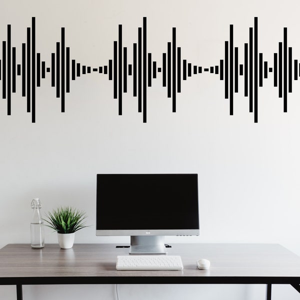 Sticker mural onde sonore Sticker mural onde sonore Notes de musique Décoration murale Vinyle art mural musique Sticker mural musicien Décoration de studio d'enregistrement 260LU