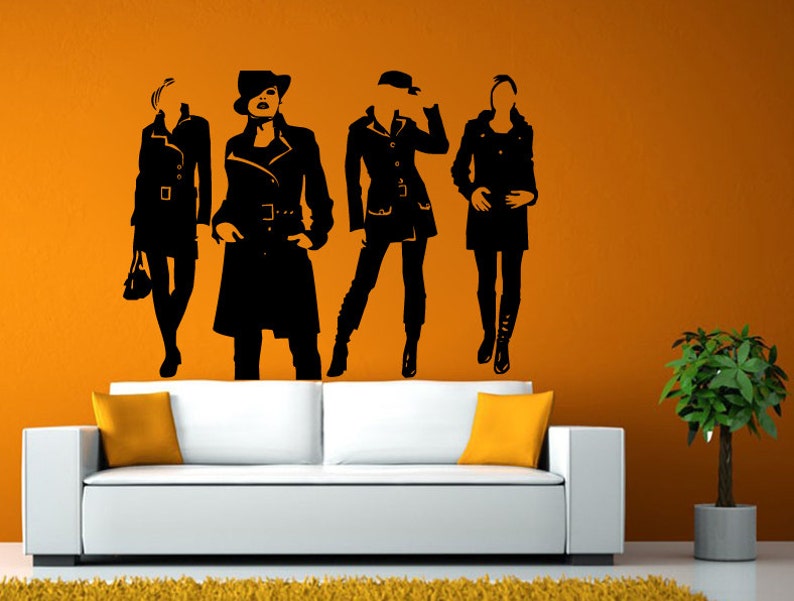 Fashion Shopping Style Woman Female Girl Dressing Design Swag Getup Wall Window Sticker Decal Vinyl Silhouette Decor L1913