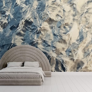 3D Water Reflection Texture Wallpaper – Modern Abstract Flowing Design Wall Mural – Calming Stylish Bedroom Wallpaper – Luxury 3D Wall Decor