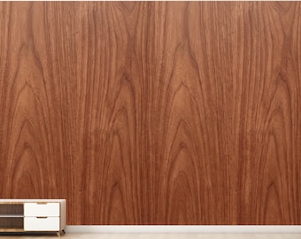 Mahogany Wood Wallpaper, Luxury Wood Veneer Wall Mural, Rich Reddish Brown Wood Grain, Traditional Hardwood Texture, Elegant Accent 1287RS