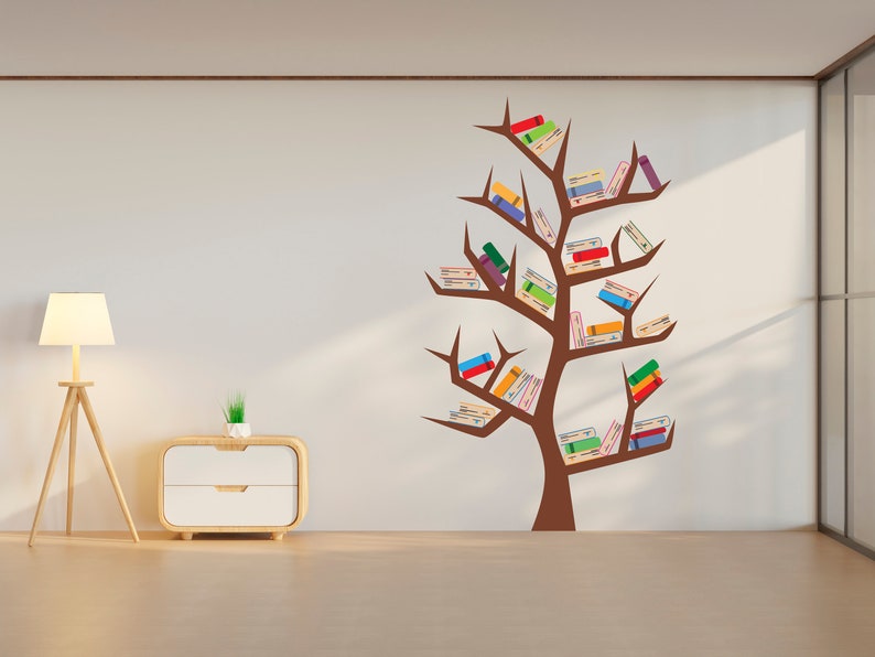 Library Tree Wall Art Decals, Library Wall Decal, Education Decals ...