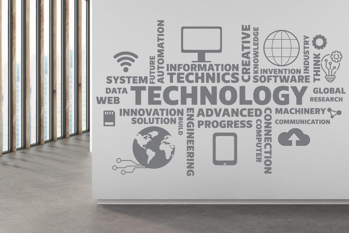 Technology Vinyl Wall Art Decal, Circuit Board Wall Decal, Office Wall ...