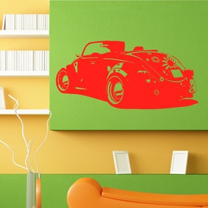 Mooie auto met bloemen muur Sticker Vinyl muurschildering Decal Home huis appartement Art Decor gratis verzending L085
