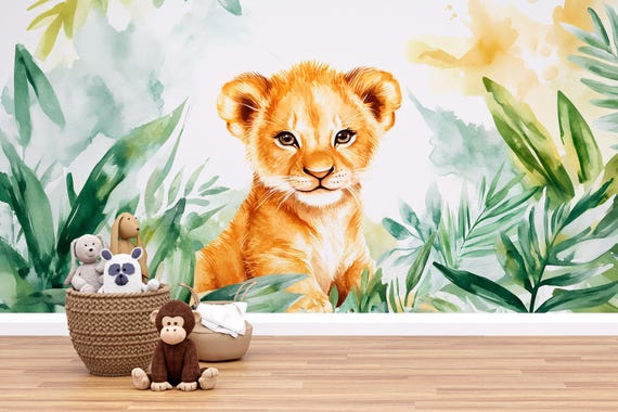Little Deco Wall Tattoo Jungle Animals on Clouds, Wall Sticker for Children's Room, Safari, Lion, Elephant, Baby Room, Wall Sticker DL918-1