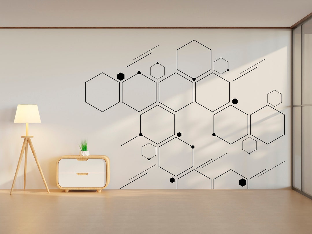 Honeycomb Wall Decals, Hexagon Decals, Geometric Wall Art, Wall Decor ...