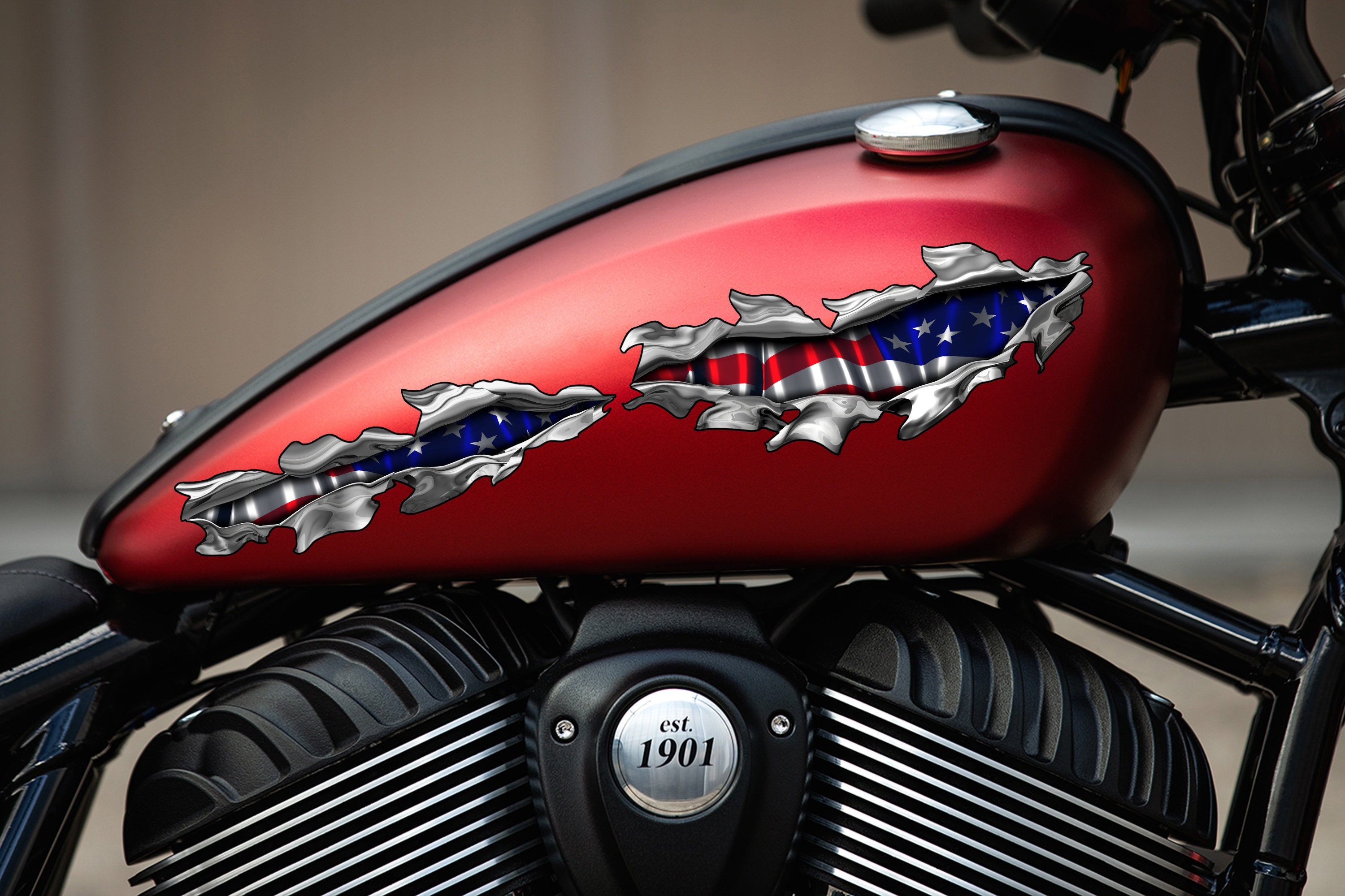 US Flag Full Color Crotch Rocket Graphics, USA Flag Chopper Vinyl
