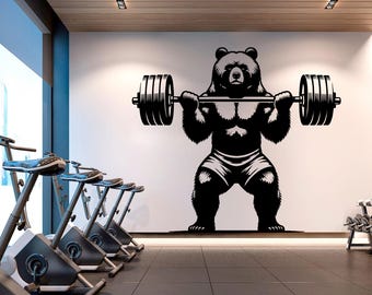 Bear Gym Wall Decor Bear Fitness Wall Art Gym Wall Decals Bear Wall Decal Crossfit Gifts Home Gym Wall Sticker Gym 429RS