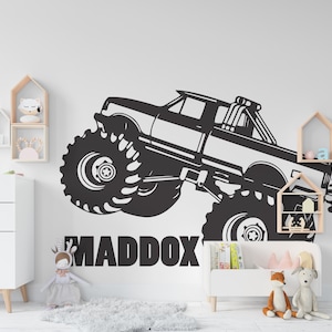 Adesivo murale Monster Truck, Adesivo murale per cameretta dei bambini, Adesivo per auto Monster Truck, Adesivo per auto Monster, Decalcomania per camion, Decalcomania per auto 3D, Decalcomania per auto 734RS