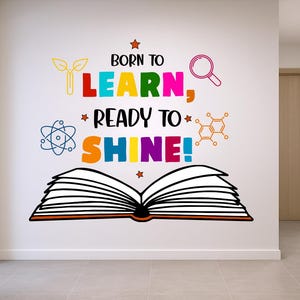 Buch Schule Wandtattoo, Bibliothek Wandtattoo, Kinderzimmer, Lesezimmer, Klassenzimmer Wandtattoo, Schule, Kinder Geschenke 796RS