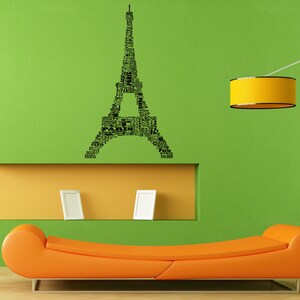 Eiffel Tower Paris Typography Words City France Monument Wall Sticker Vinyl Mural Decal Home House Apartment Art Decor FREE SHIPPING L051