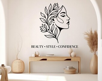 Beauty, Style, Confidence Wall Decal Beauty Salon Gifts Wall Decor Lashes Stickers SPA Women Make up Unique Gift 1295RS