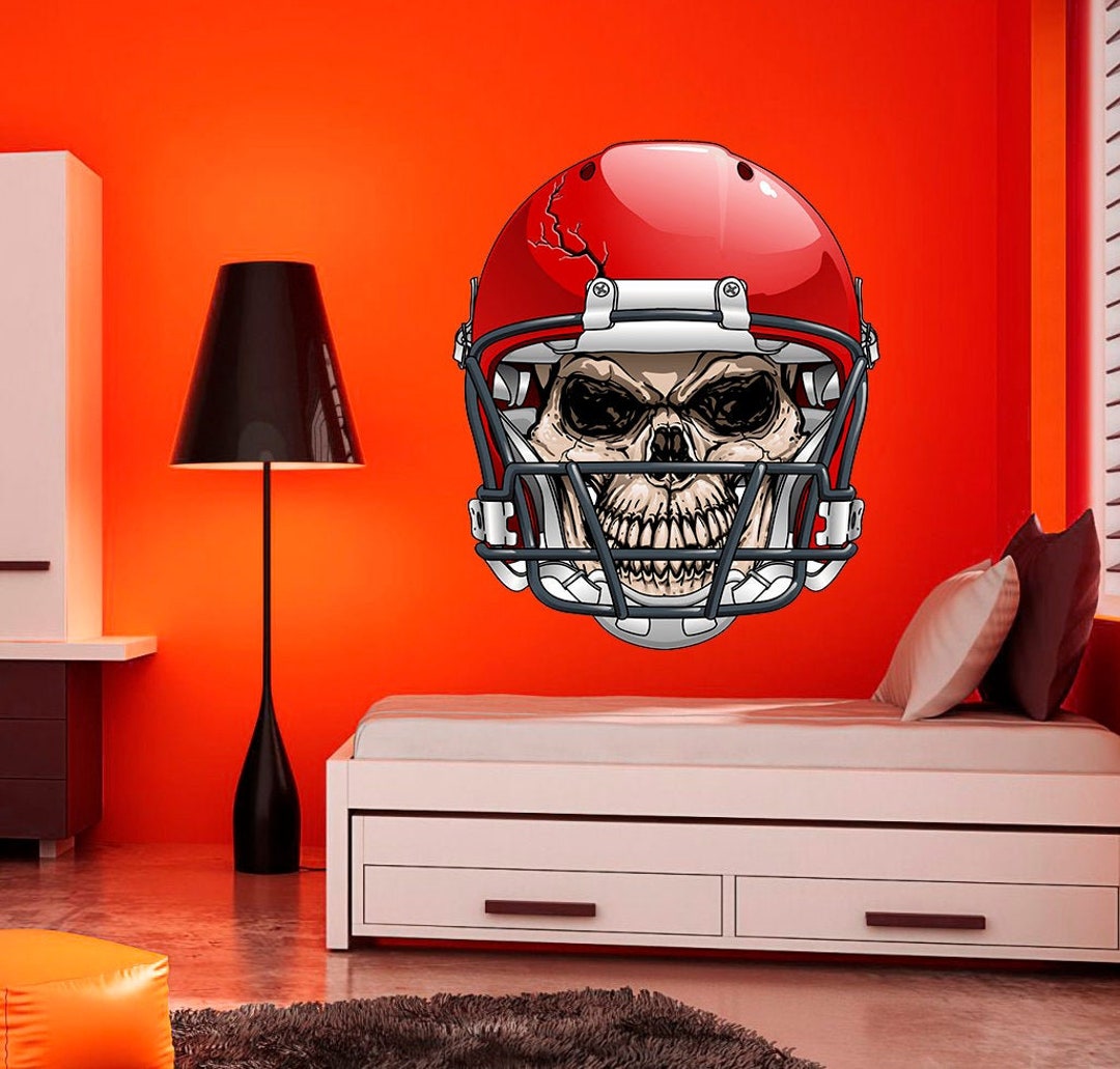 Skull in Football Helmet Decal, Skull in Football Helmet Sticker, Skull