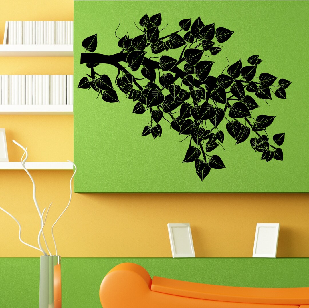 Tree Branch Leaves Nature Design Wall Sticker Vinyl Mural Decal Home ...