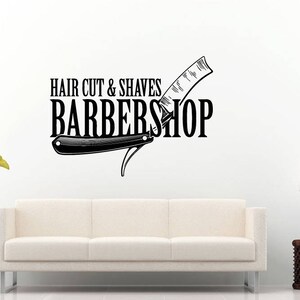 Hair Cut Shaves Barber Barbershop Salon Stylist Blade Wall Sticker Decal Vinyl Mural Decor Art L2335