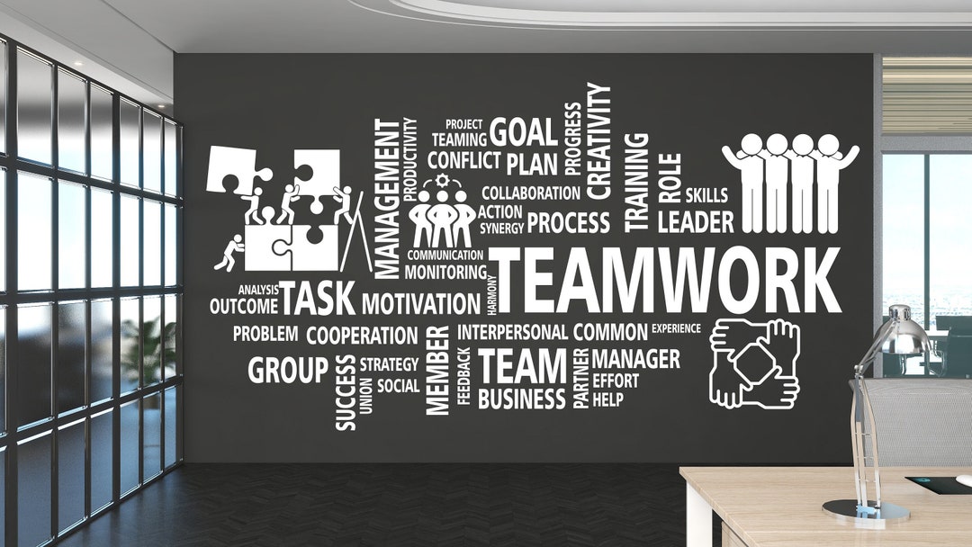Teamwork Wall Decor Office Wall Decal Idea Teamwork Business Etsy