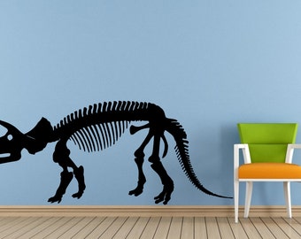 Dinosaur Ancient Reptile Animal Triceratops Skeleton Predator Window Or Wall Or Car Vinyl Peal And Stick Removable Sticker Decal L1504