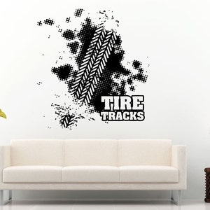 Off Road Sport Utility Vehicle Mountains Rocks Dirt 4 X 4 Tire Tracks Skid Marks Wall Decal Vinyl Sticker Mural Room Decor L835