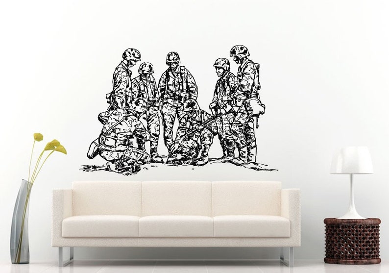 Army Crew Group of Soldiers Making Plan of Attack Wall Decal Vinyl ...