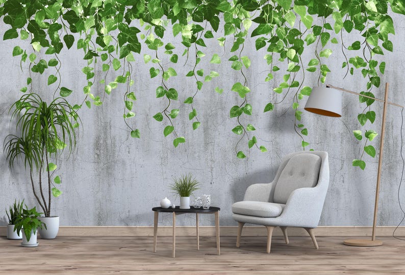 Hanging Vine Wall Decal • Green Botanical Sticker • Jungle Plant Mural ...