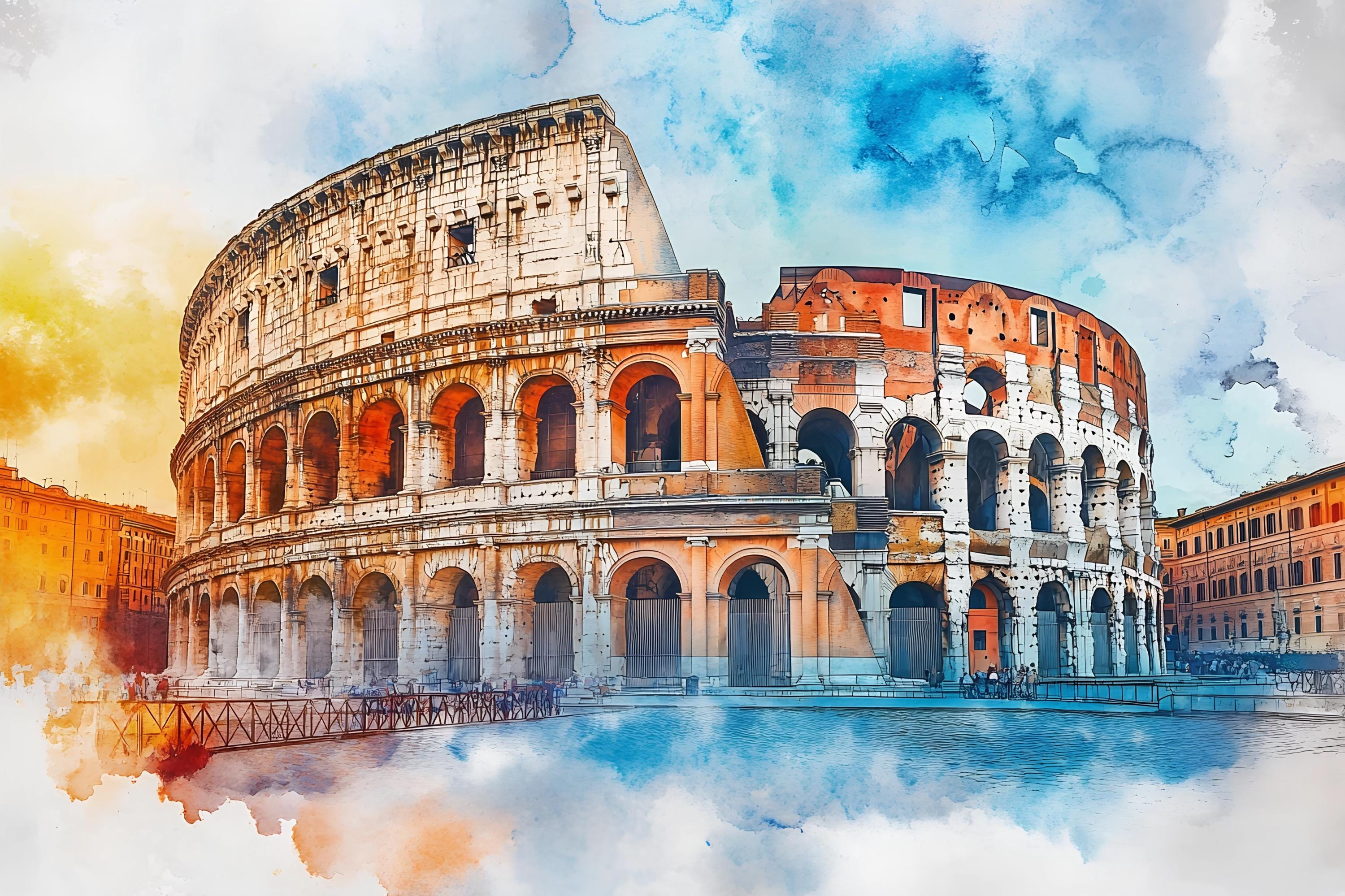ローマコロッセオ壁画3D効果壁紙 • イタリアのランドマーク 