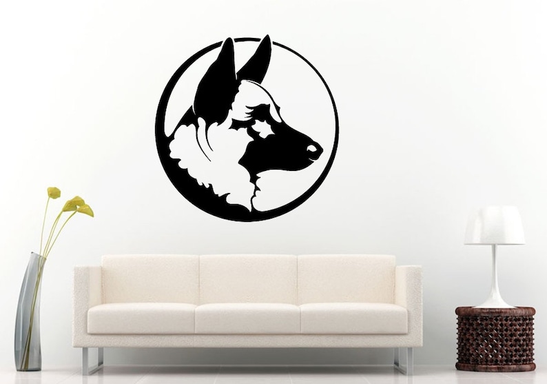 German Shepard Dog Mans Best Friend Cop Dog Breed Animal Wall Decal Vinyl Sticker Mural Room Decor L945