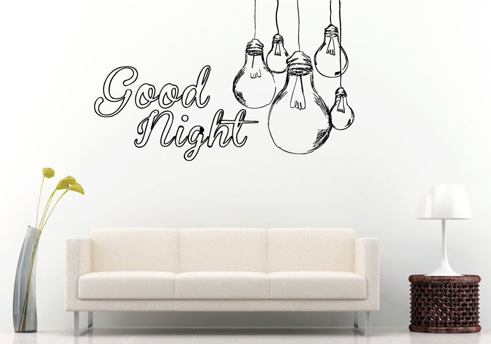 Good Night Words Hanging Light Bulbs Sleep Quote Citation Etsy