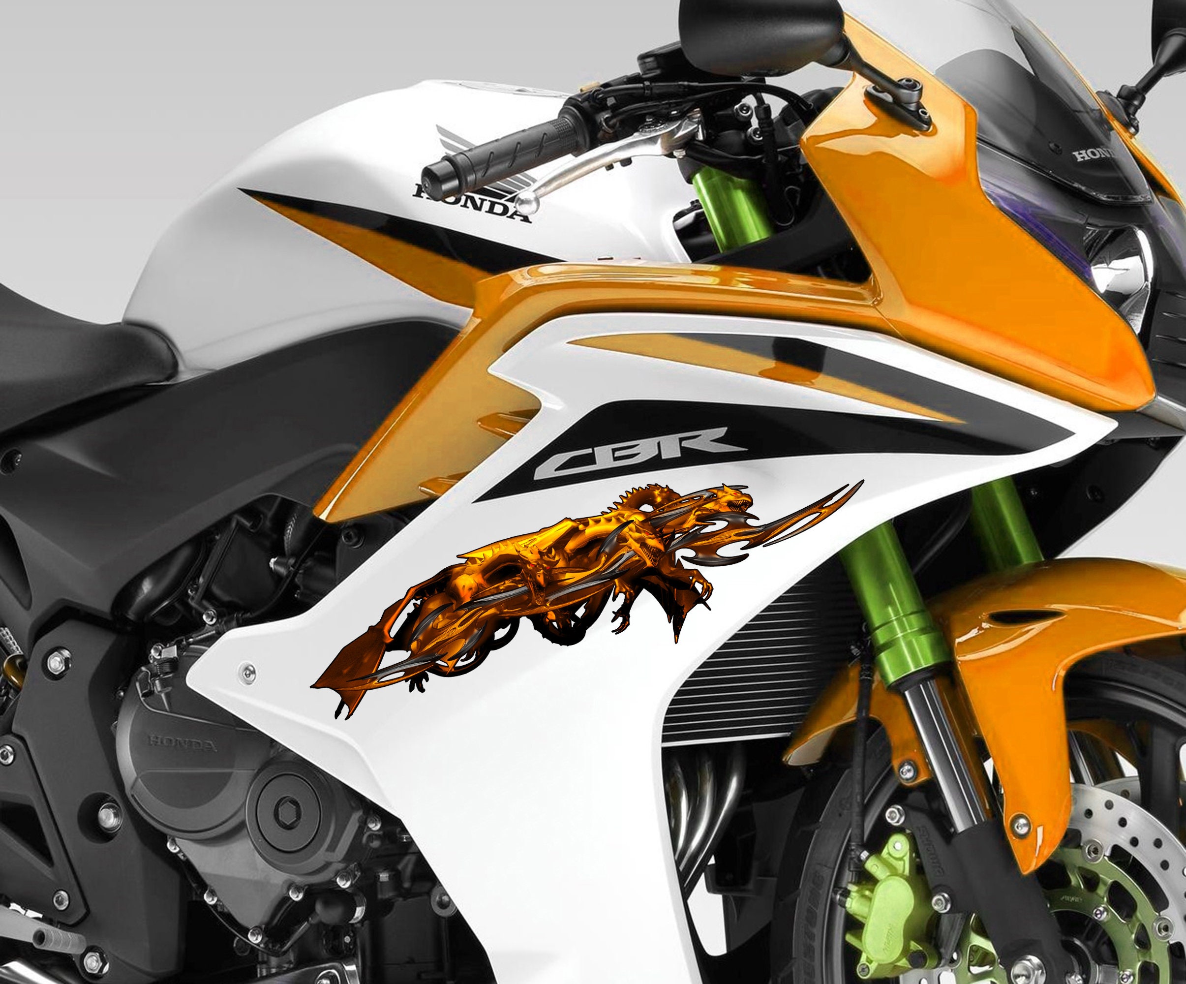 Golden Dragons Crotch Rocket Decal, Golden Dragon Full Color Bike