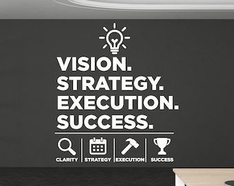 Vision, Strategy, Execution, Success wall decal Office wall decal Office wall decor Enterpreneur Gift Wall decal, Wall stickers 1291RS
