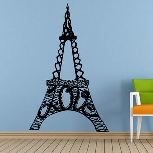 Love Paris France tour Eiffel Wall Sticker vinyle autocollant murales chambre Decor L1709
