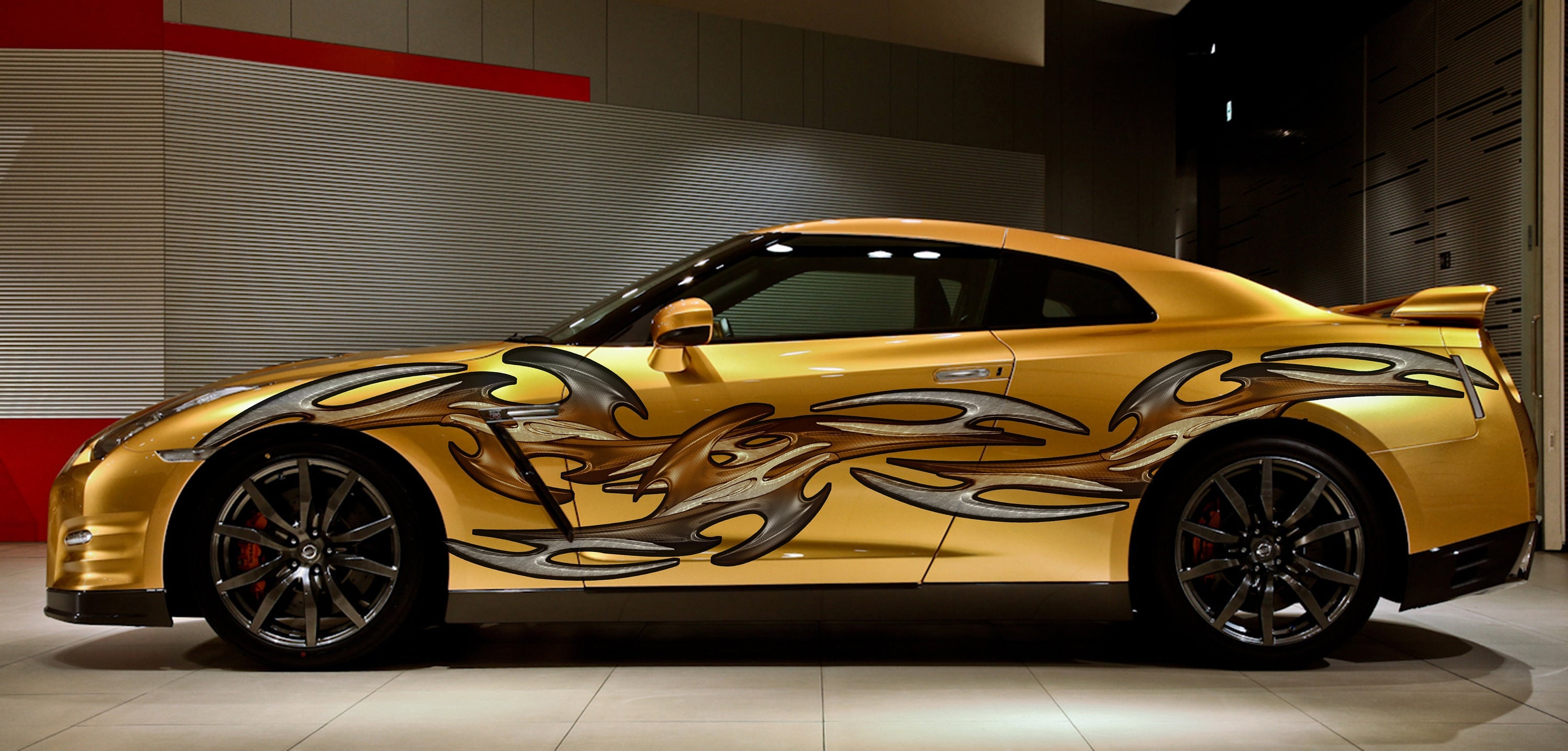 3D Tribal Car Graphics, 3D Tribal Racing Stripes Vinyl Decal, 3D