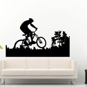 Bicycle Rider On A Mountain Bike Bicycle Sport Wall Decal Vinyl Sticker Mural Room Decor L1016