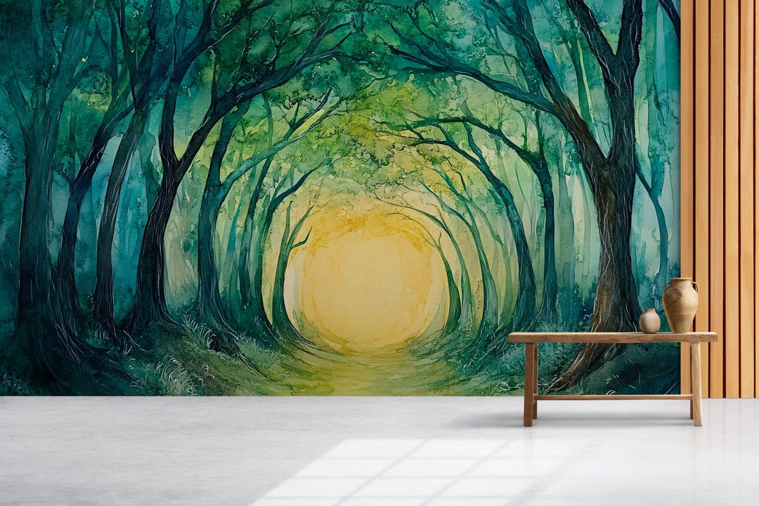 Mystical Forest Tunnel Wallpaper – Enchanted Tree Arch Wall Mural With ...