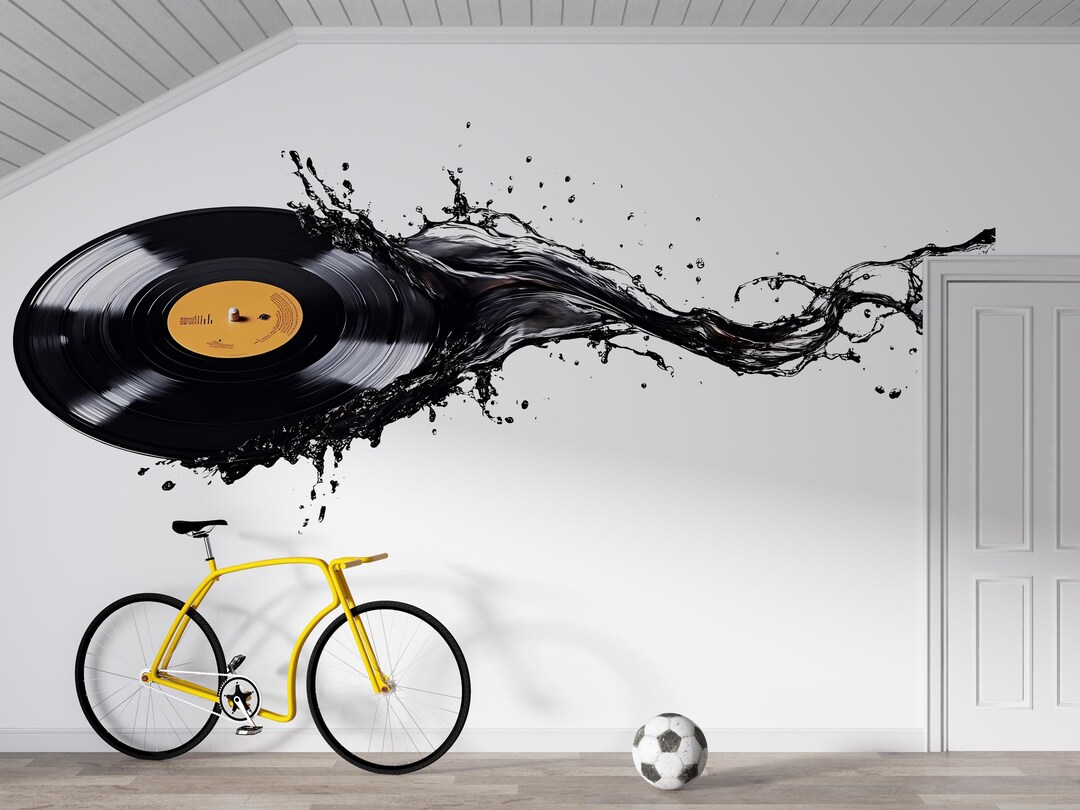 Vinyl Record Wall Decal Wallpaper Music Wall Sticker DJ Room Decor ...